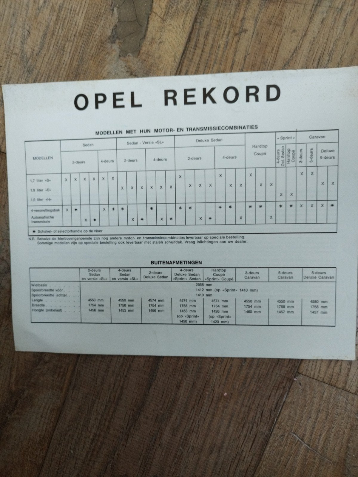 Opel Rekord Technische Bijlage - Juli 1971 (4 pagina's), Gelezen, Opel, Opel, Ophalen of Verzenden