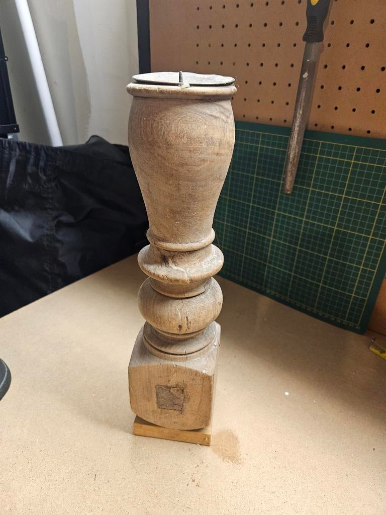 Houten kandelaar in landelijke stijl, 37 cm, Gebruikt, Ophalen of Verzenden, Kandelaar, Hout