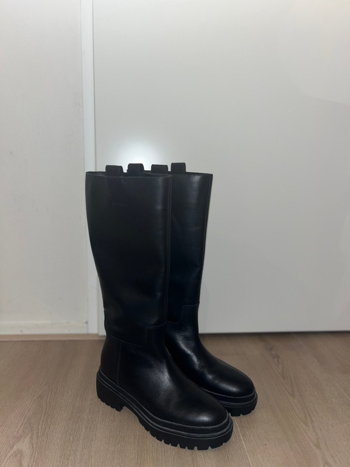 Kniehoge boots van leer, Kleding | Dames, Ophalen, Zo goed als nieuw, Zwart