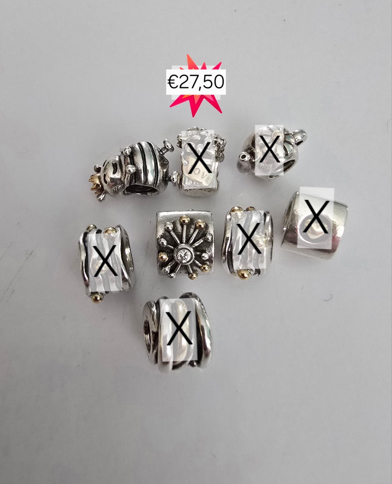 🍁 Herfstsale 🍁 zilveren Pandora bedels met 14k goud, Ophalen of Verzenden, Zo goed als nieuw, Zilver, Pandora