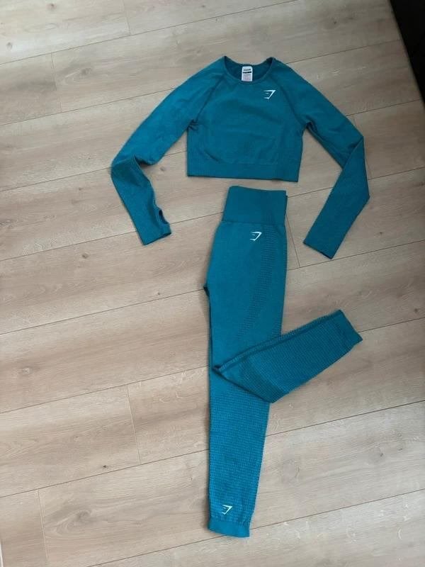 Gymshark sportset S compleet leggingbroek en top, Blauw, Ophalen of Verzenden, Maat 36 (S), Gymshark