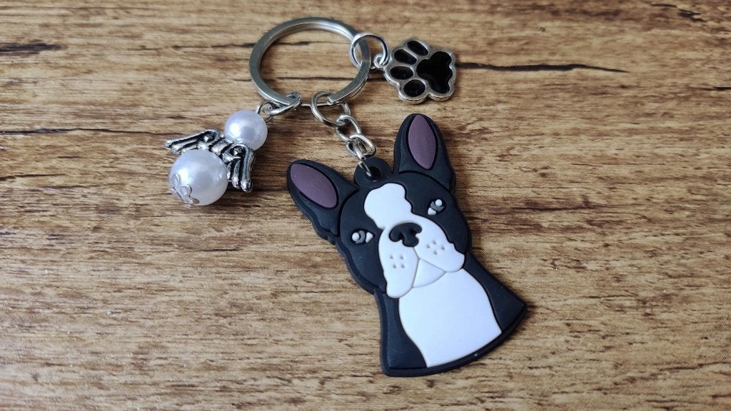 Tashanger Sleutelhanger Franse bulldog PVC groot engel, Verzenden, Nieuw, Overige kleuren, Handtas