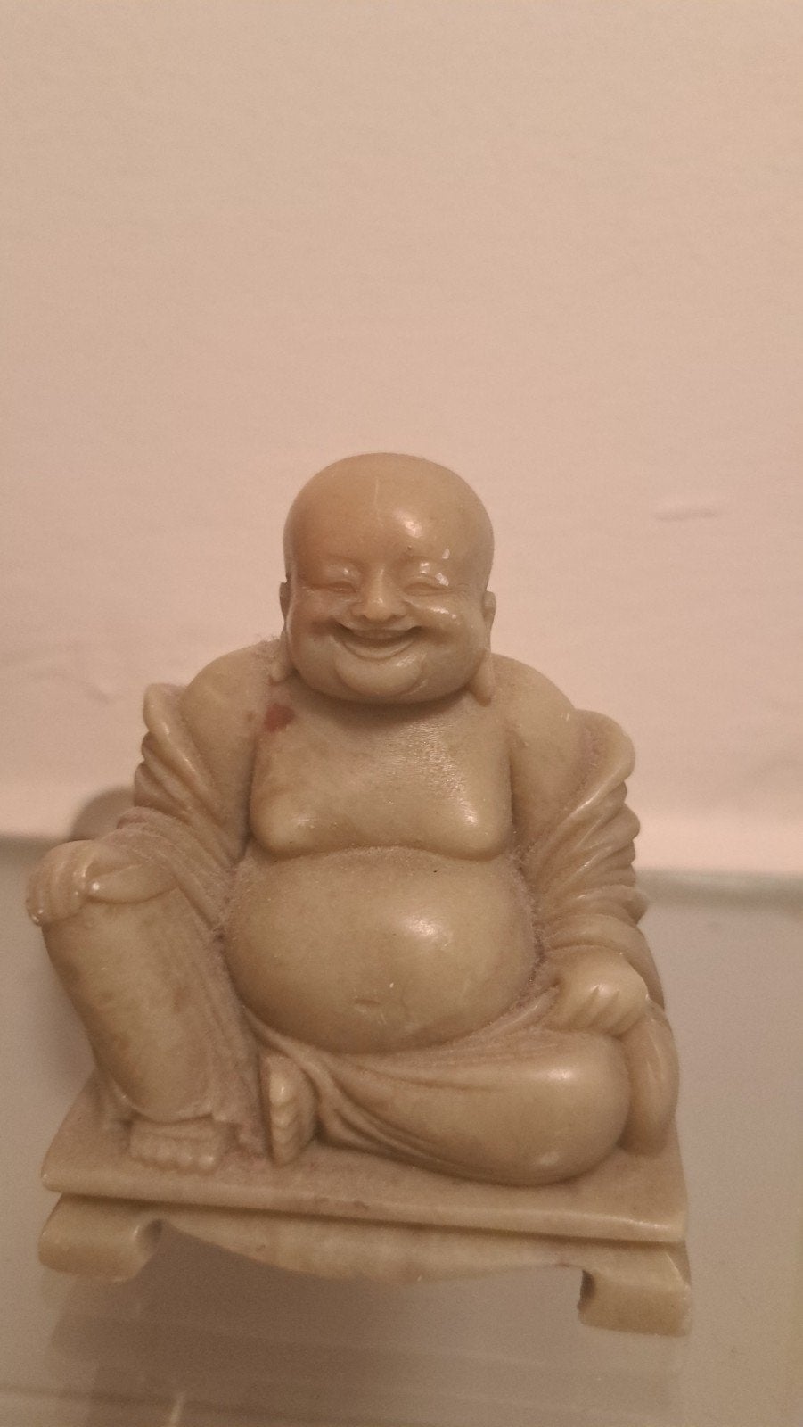 Happy Boeddha, steen jadegroen, Huis en Inrichting, Woonaccessoires | Boeddhabeelden, Ophalen of Verzenden, Zo goed als nieuw