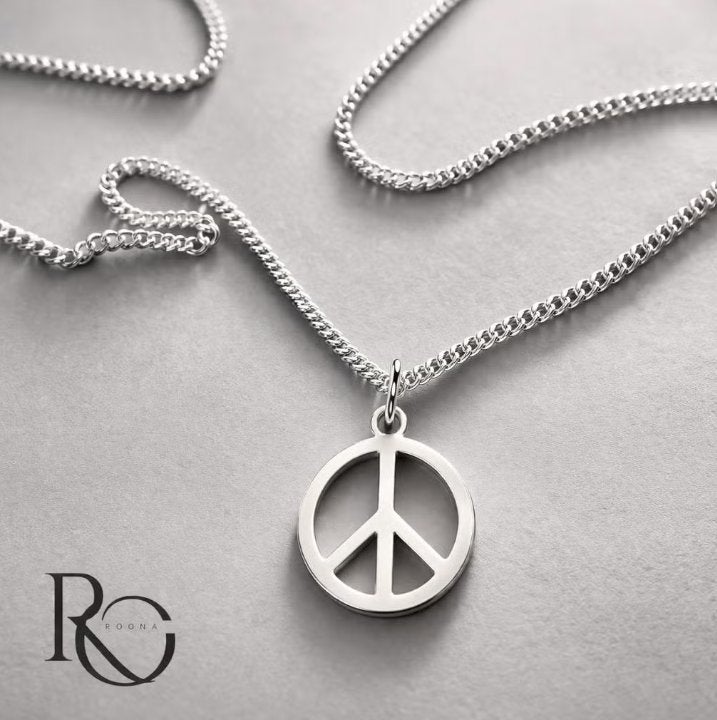 Zilveren Peace Hanger 925 – incl. ketting, Nieuw, Ophalen of Verzenden, Kruis of Symbool, Zilver