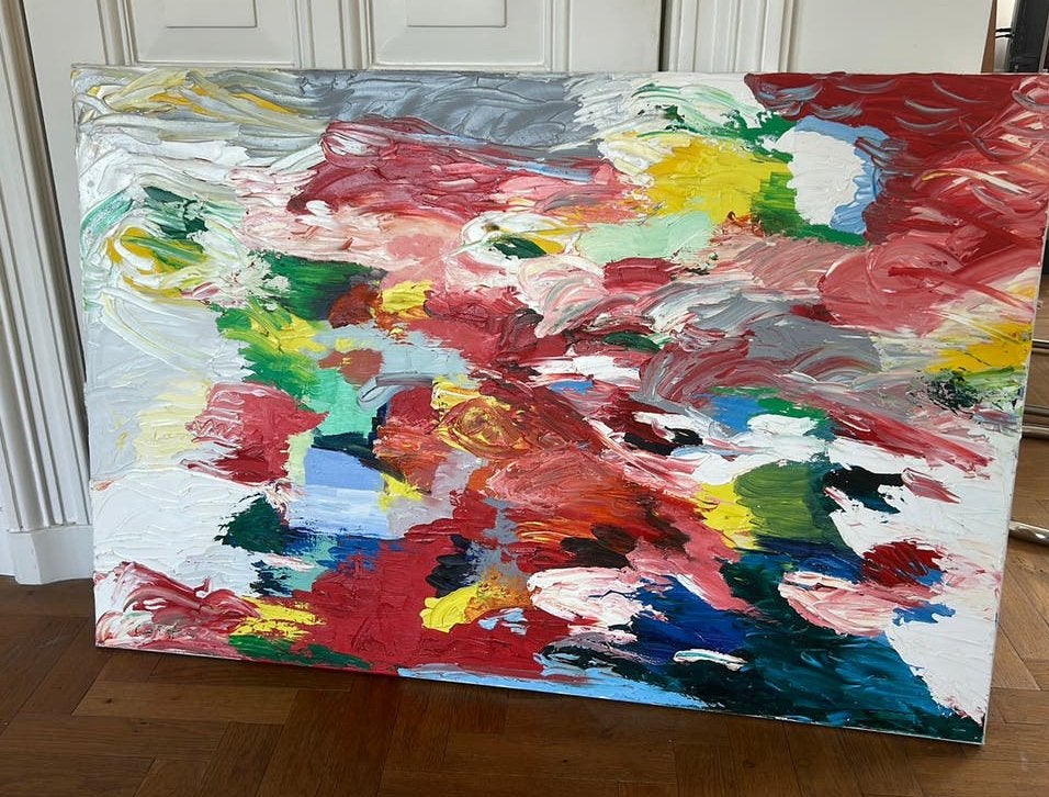 Kleurrijk olieverf schilderij 120 x 80, Ophalen
