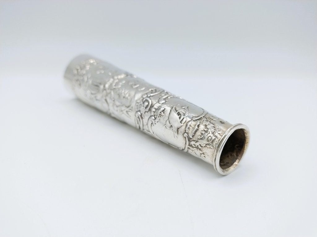Groot zilveren mesheft, pseudokeuren, 19e eeuws, Antiek en Kunst, Verzenden, Zilver