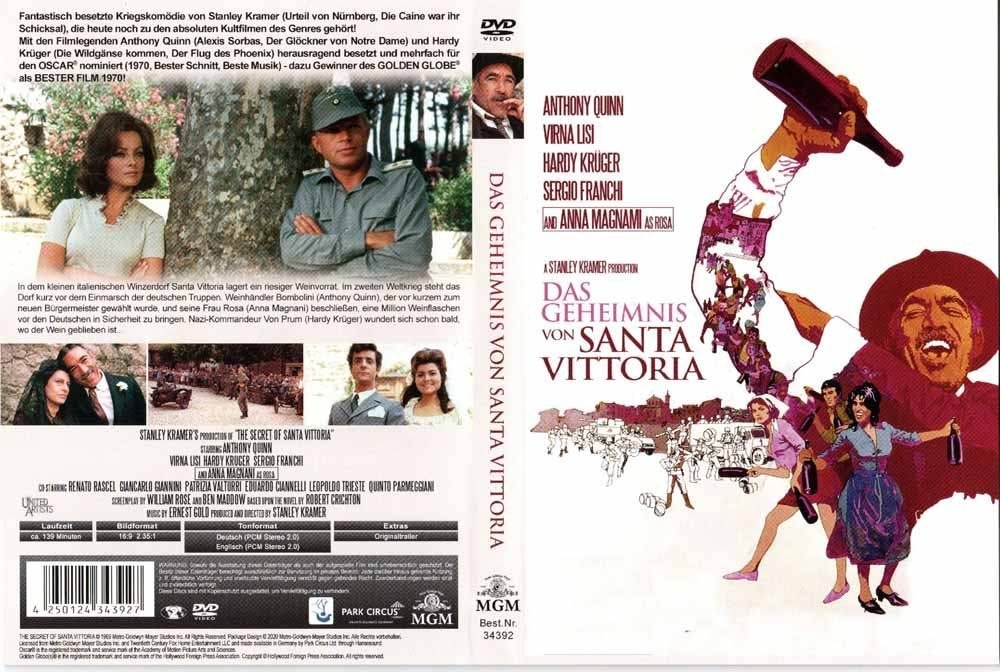 The Secret of Santa Vittoria 1969 DVD met Anthony Quinn, Alle leeftijden, Ophalen of Verzenden, Gebruikt, Actie en Avontuur