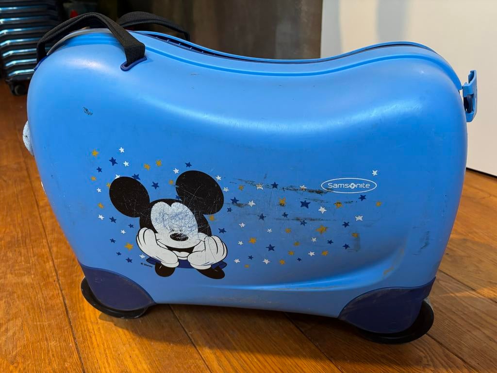 Samsonite Disney Mickey Mouse Kinderkoffer Blauw, Sieraden, Tassen en Uiterlijk, Koffers, Wieltjes, Gebruikt, Hard kunststof, Minder dan 50 cm