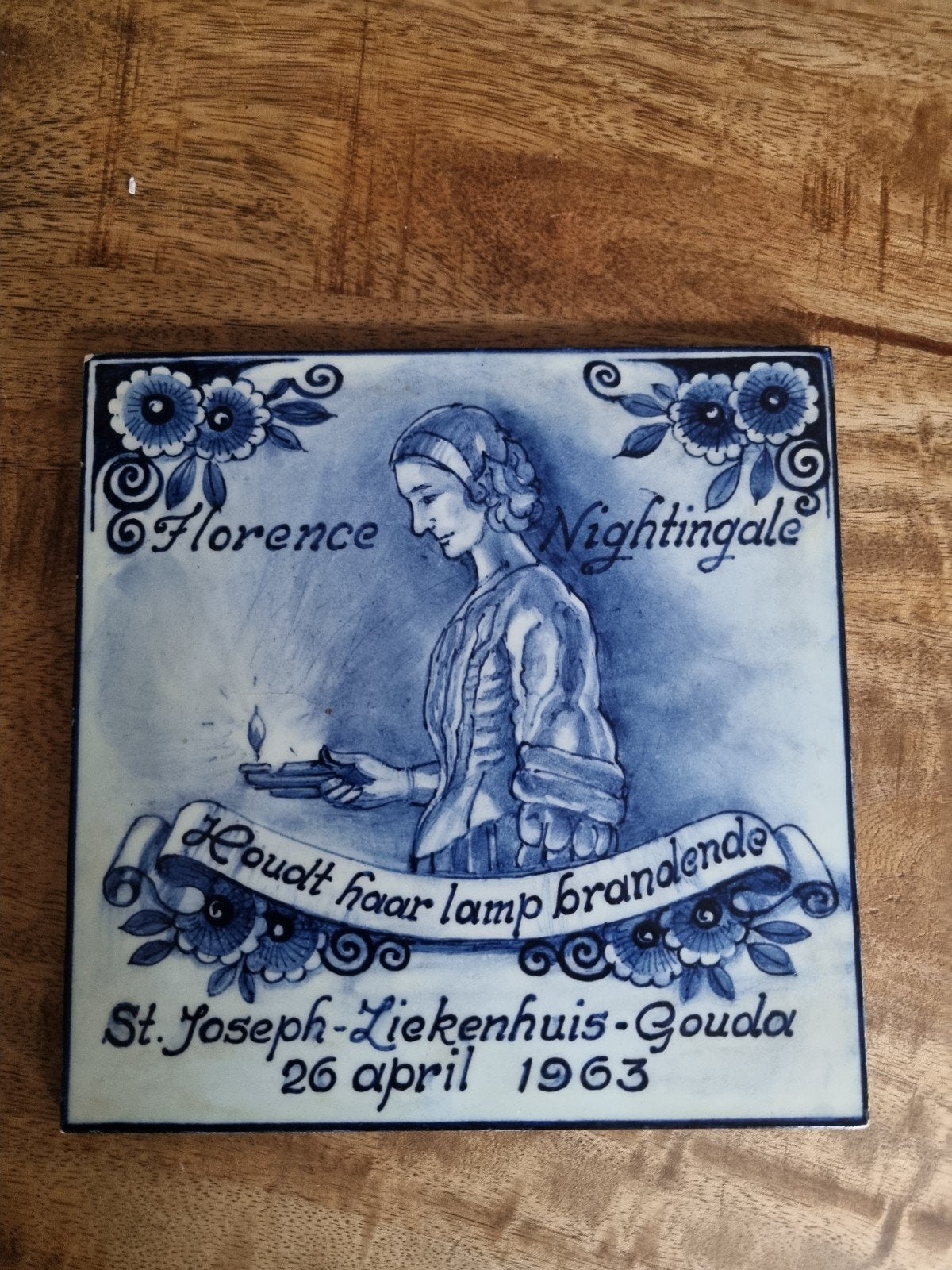 Delfts blauw tegeltje Florence Nightingale 1963, Ophalen of Verzenden