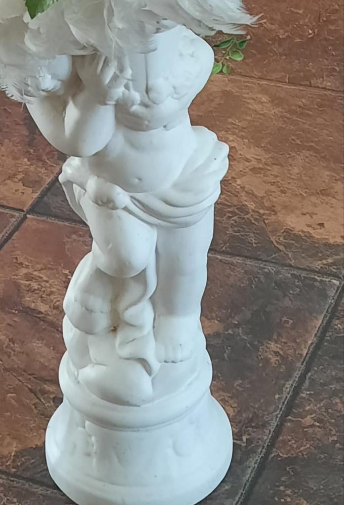 Decoratieve kandelaar met veren en kunstbloemen, Huis en Inrichting, Ophalen