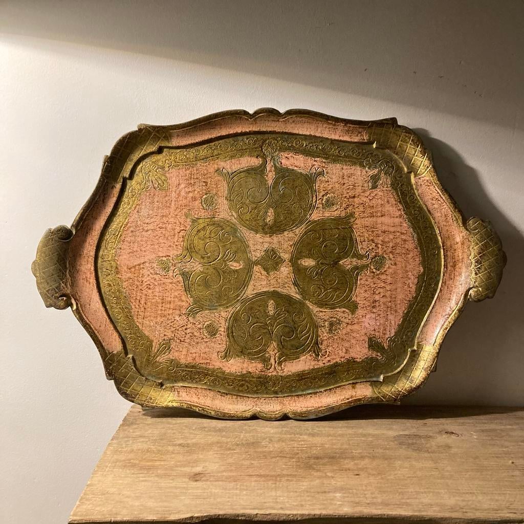 Vintage Italiaans Dienblad - Uniek Design 50x33 cm, Antiek en Kunst, Curiosa en Brocante, Ophalen of Verzenden