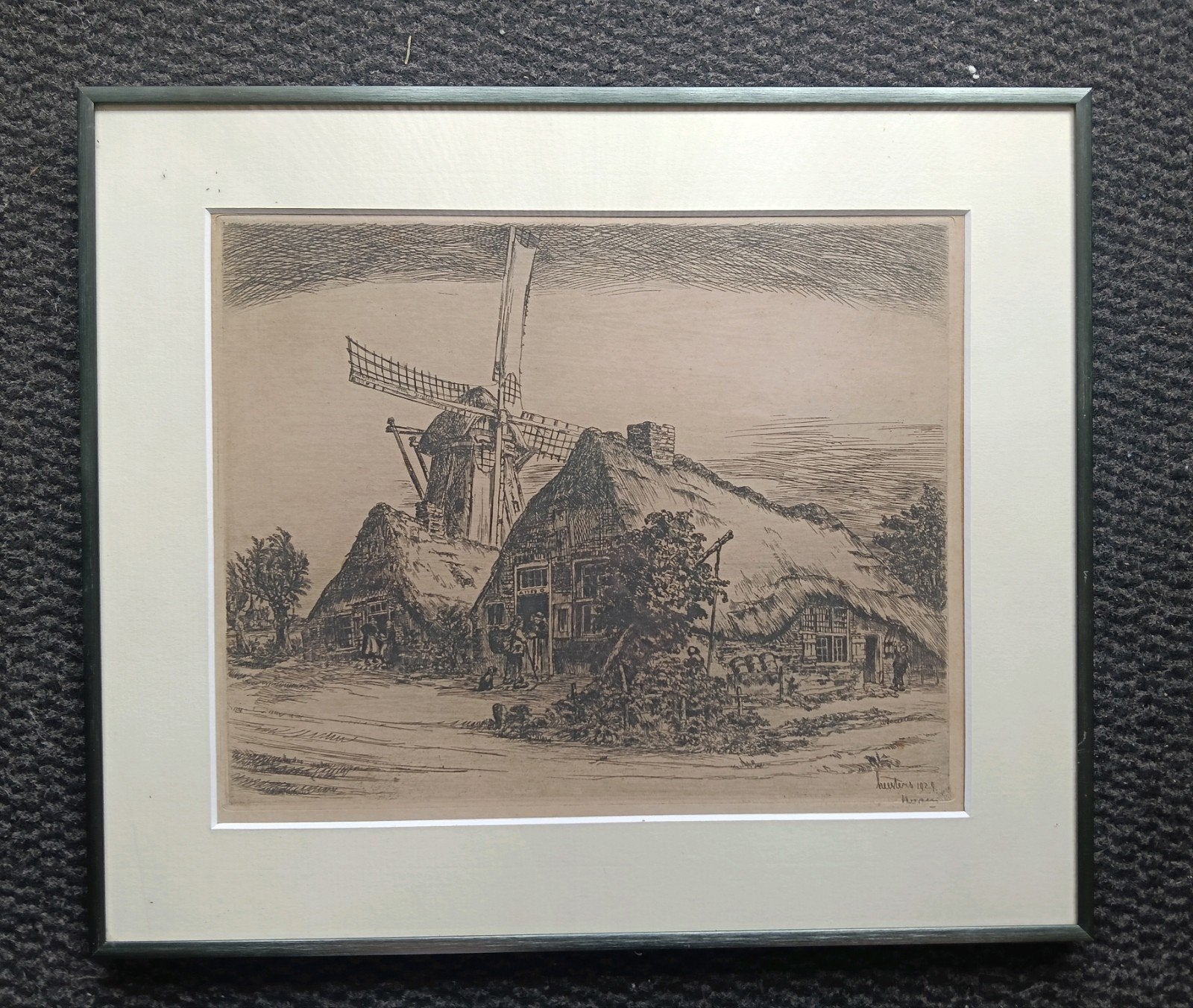 Jan Heesters (1893-1982) Brabantse boerderijen en molen 1929, Antiek en Kunst, Kunst | Etsen en Gravures, Ophalen of Verzenden