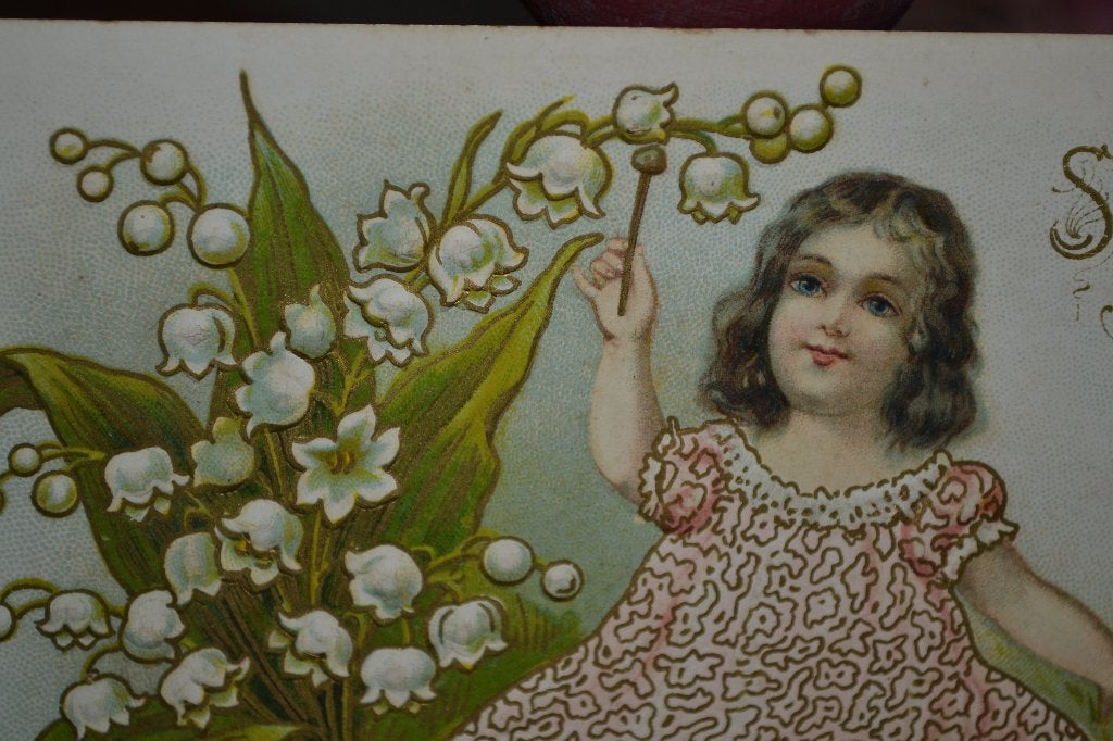 frankrijk 1908 relief meisje lelietjes van dalen, Ophalen of Verzenden, Voor 1920, Ongelopen, Sterren en Beroemdheden