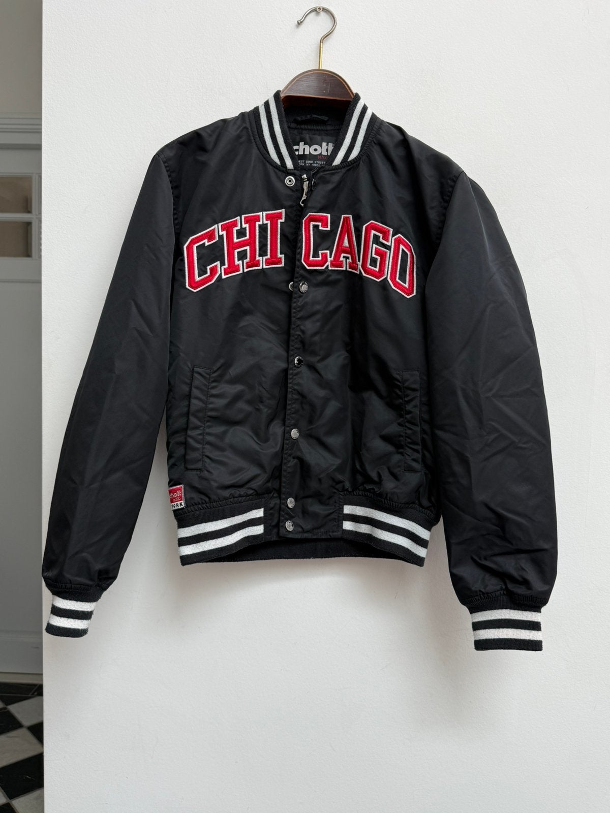 Schott NYC Chicago Varsity Bomberjack Maat S, Ophalen of Verzenden, Zo goed als nieuw, Maat 46 (S) of kleiner, Zwart