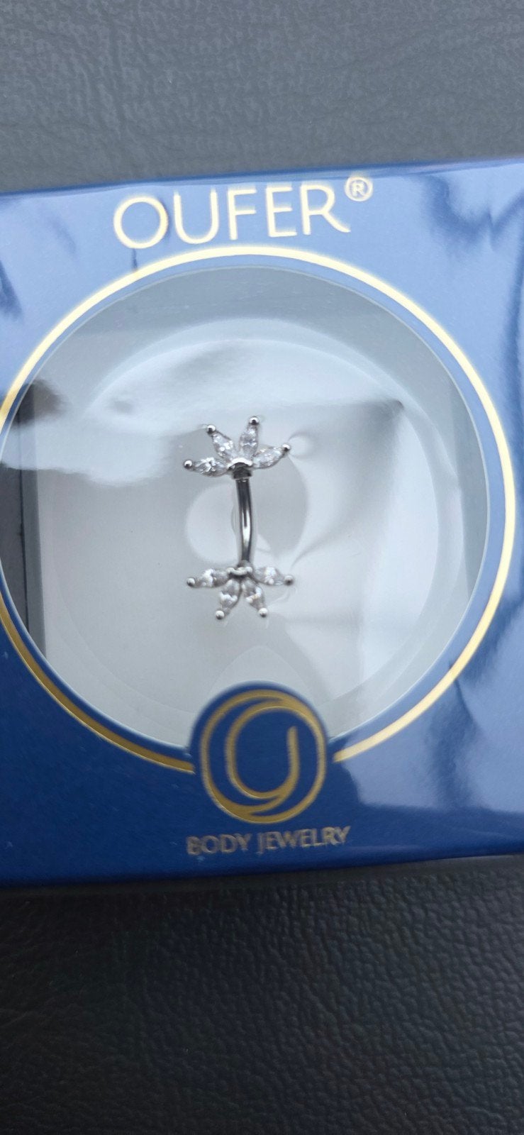 Navelpiercing met strass steentjes - Oufer Body Jewelry, Navelpiercing, Staal, Nieuw, Ophalen of Verzenden