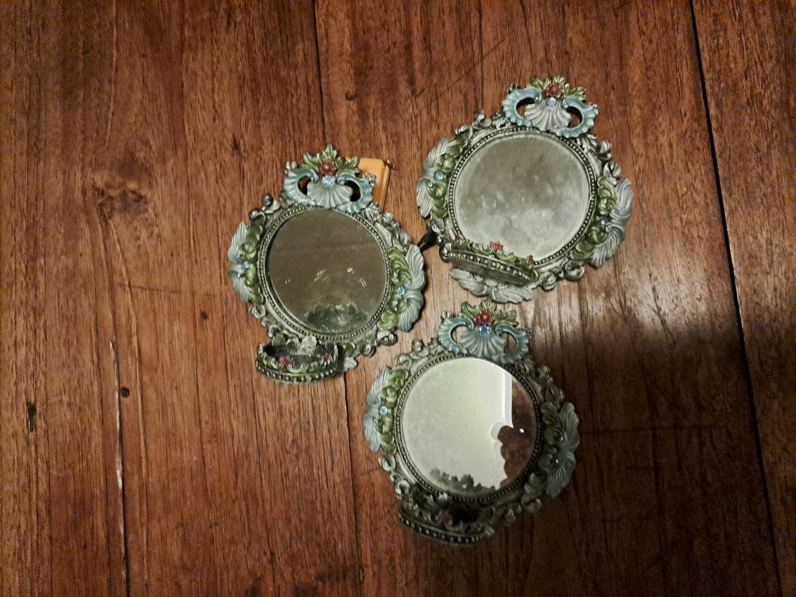 Set van 3 decoratieve spiegeltjes met waxinelichthouder, Huis en Inrichting, Minder dan 50 cm, Gebruikt, Ophalen of Verzenden
