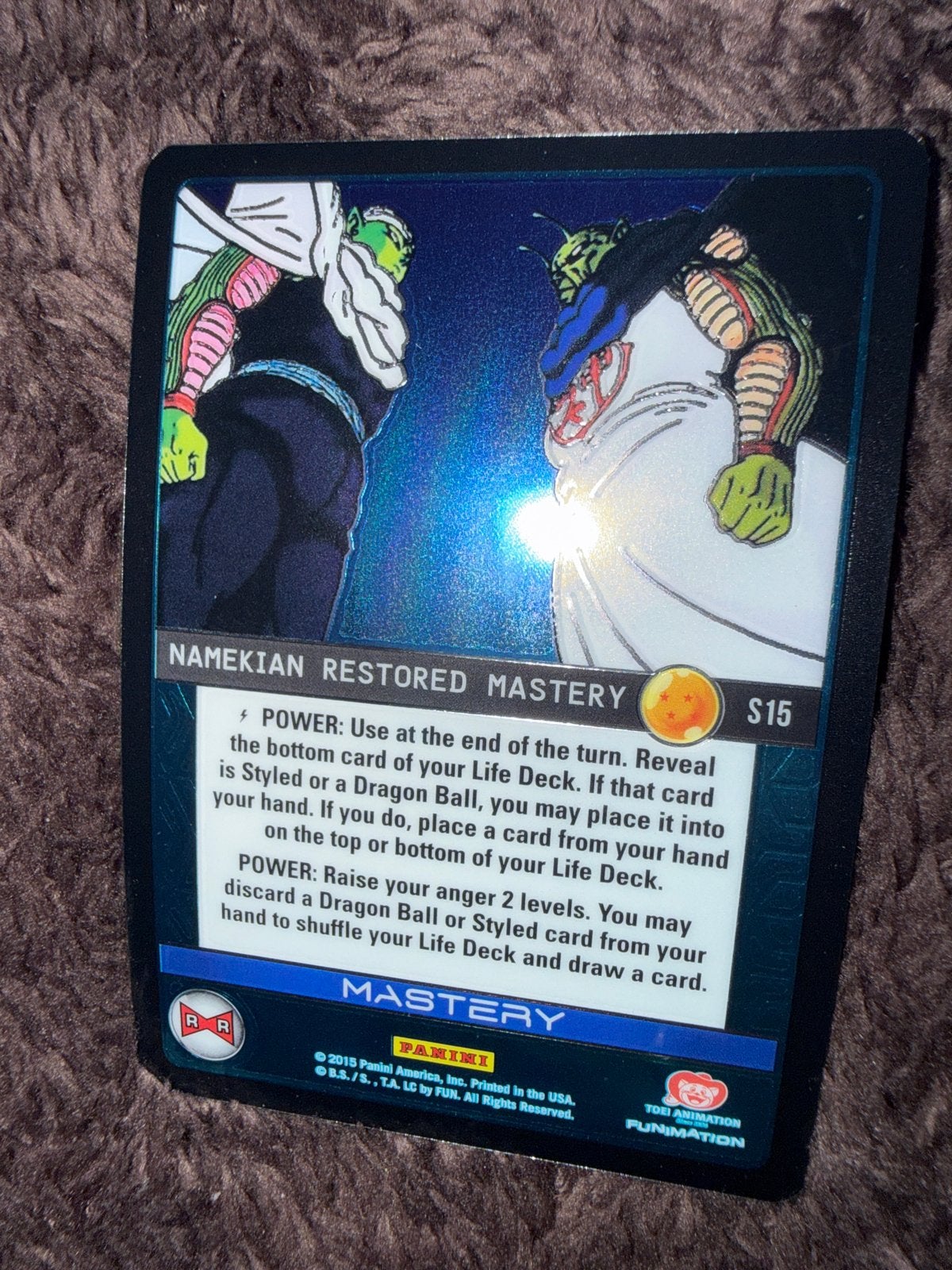 Dragon Ball Z TCG Namekian Restored Mastery Foil Kaart, Ophalen of Verzenden, Zo goed als nieuw, Losse kaart, Foil