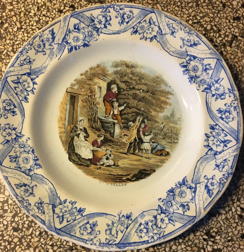 Antiek Aardewerk Regout bord Zeep Bellen 1851 Maastricht, Ophalen