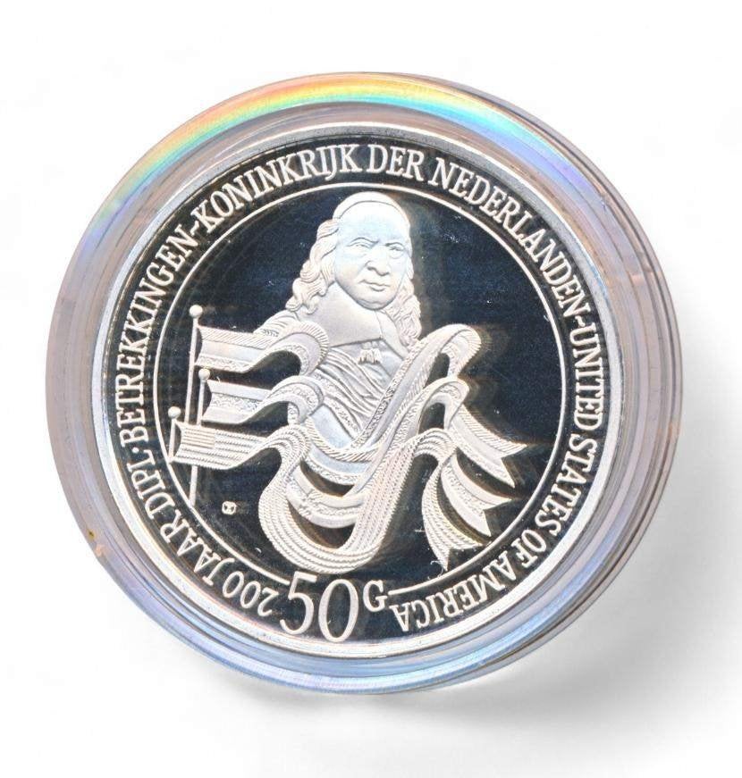 Nederlandse Antillen 50 Gulden 1982 200 jaar Nederland-USA, Postzegels en Munten, Munten | Nederland, Koningin Beatrix, Zilver
