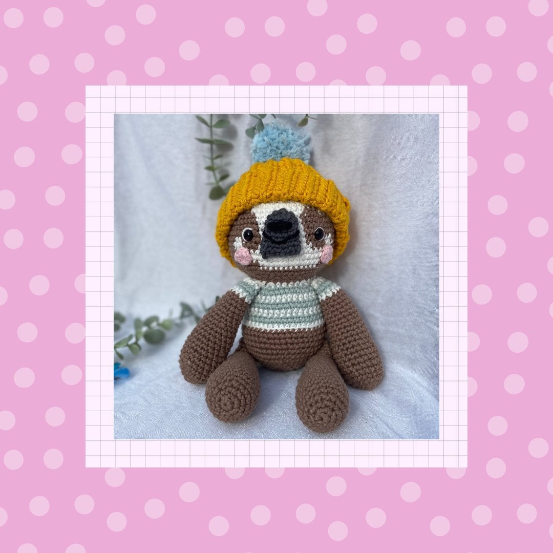 Sloane the Sloth - gehaakte luiaard knuffel met mutsje, Overige merken, Overige typen, Nieuw, Ophalen of Verzenden