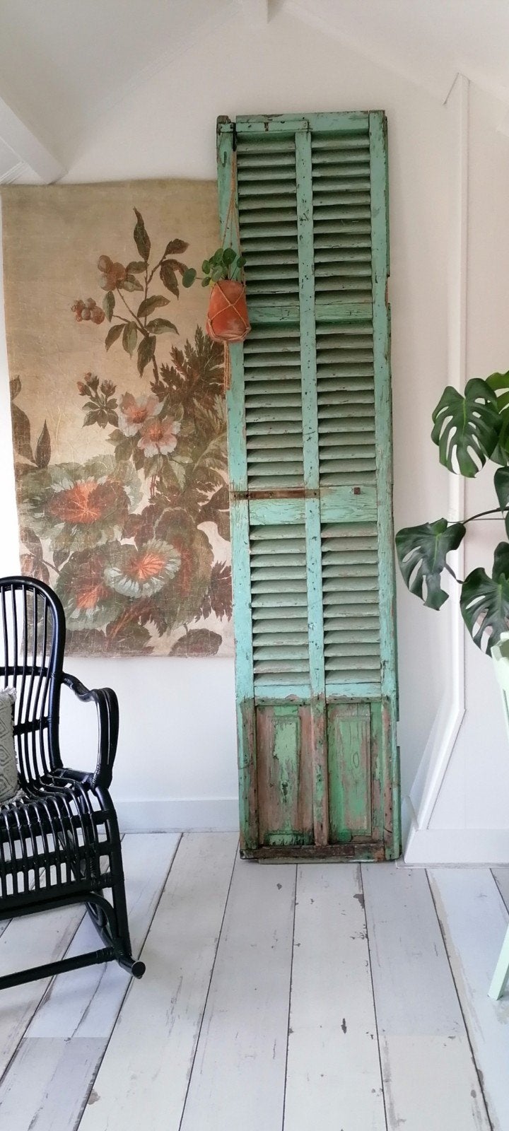 Brocante Shutter, Louvre deur, decoratief luik, Ophalen