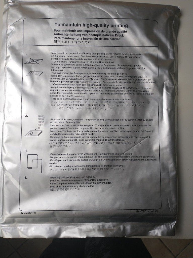 Inkjet Overhead Sheets / Transparante Printvellen- OHP Folie, Ophalen of Verzenden, Zo goed als nieuw