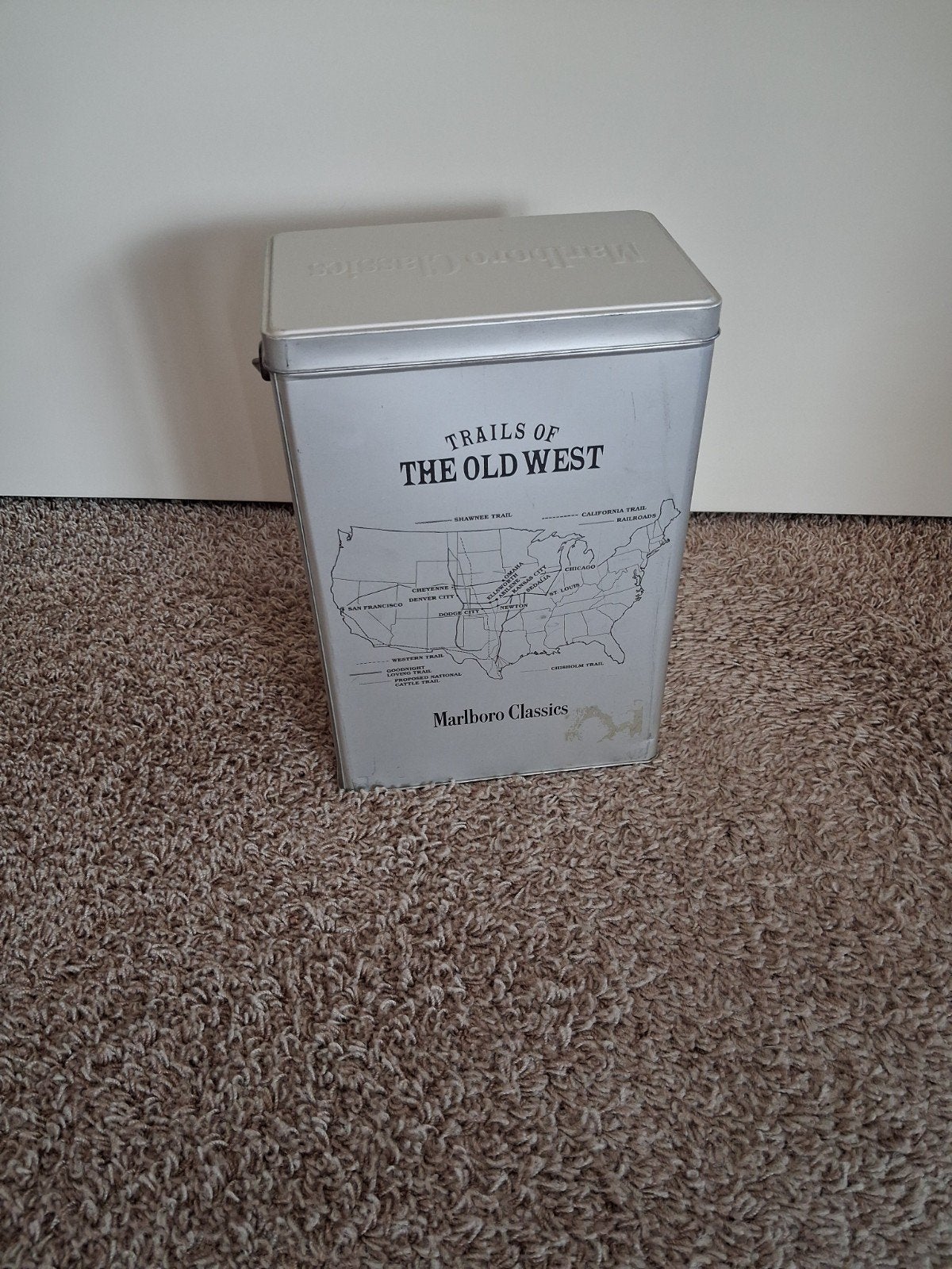 Vintage marlboro metalen opbergdoos, Ophalen of Verzenden, Gebruikt