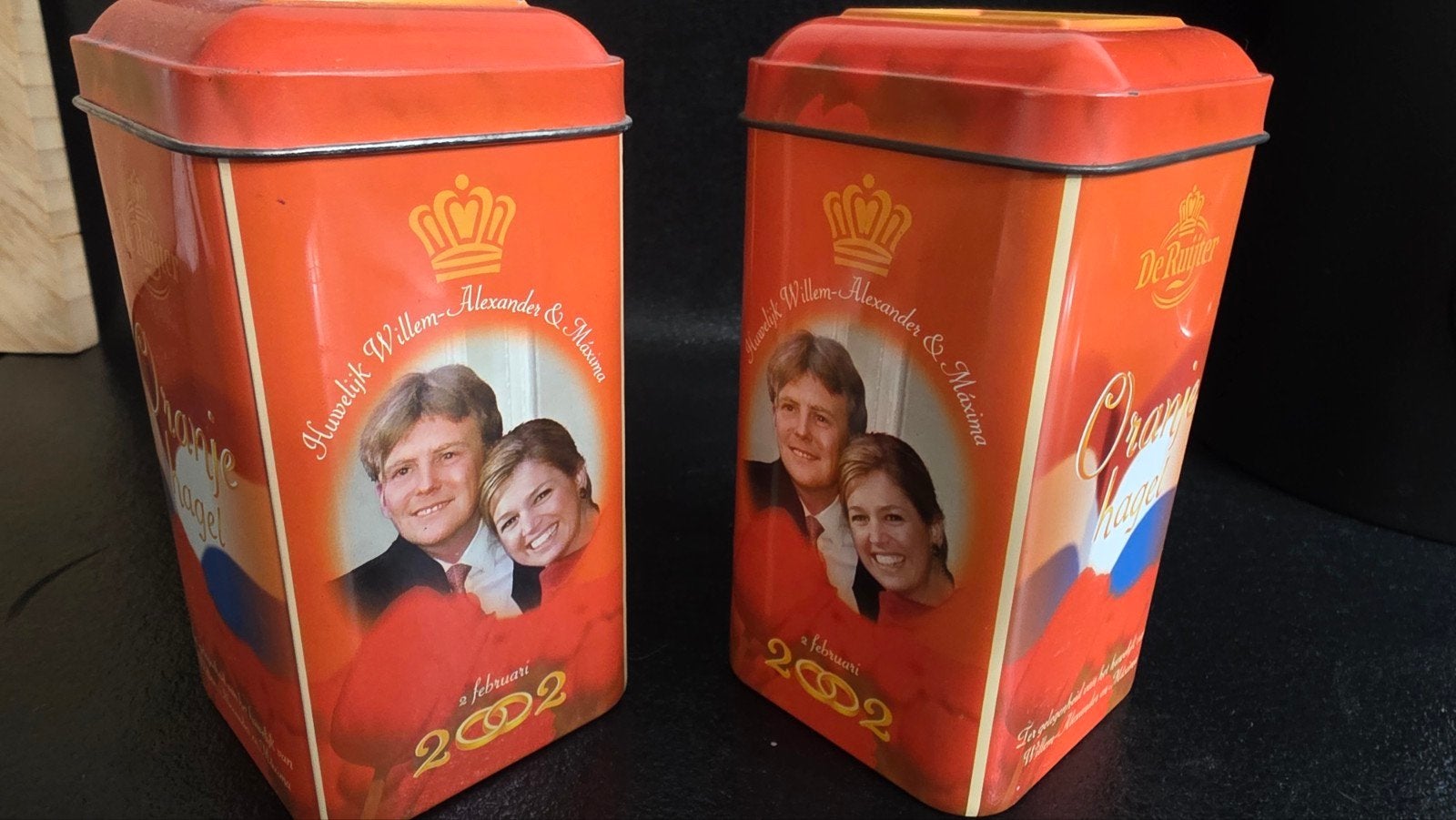 2 Oranje De Ruijter Hagel Bussen Huwelijk W-Alexander &, Ophalen of Verzenden, Gebruikt, Overige, Overige merken