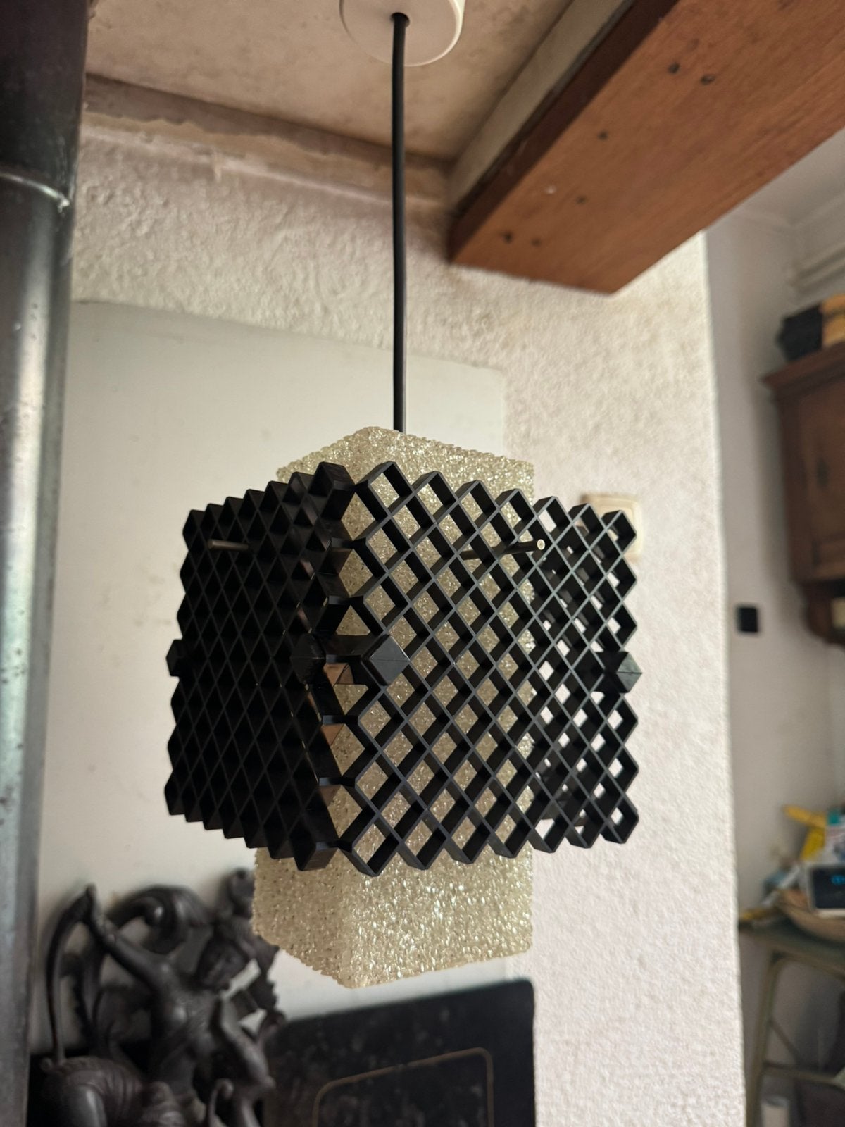 Hanglamp,sixties,zeventies,Mid-Century,modern,vintage, Huis en Inrichting, Gebruikt, Sixties,zeventies,Mid-Century, Glas, E27 (groot)