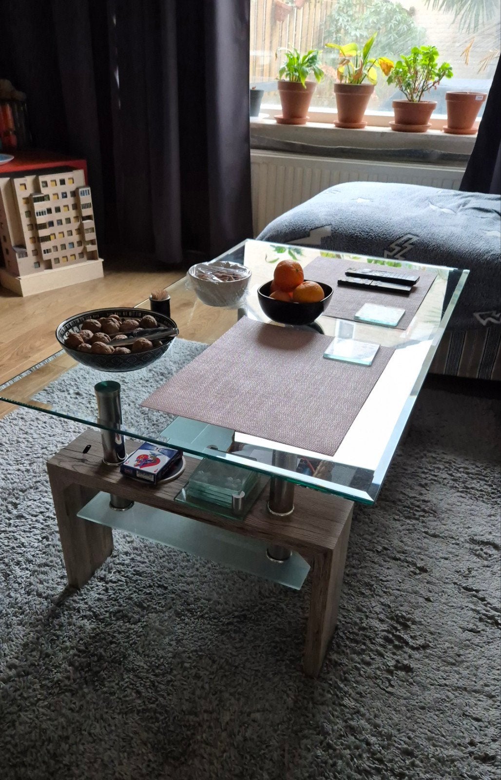 Glazen salontafel, Ophalen, 100 tot 150 cm, 50 tot 100 cm, Modern