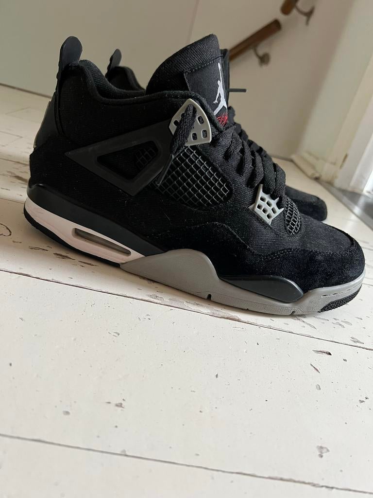 Nike Air Jordan 4 Retro Black Canvas, Kleding | Heren, Schoenen, Verzenden, Zo goed als nieuw, Zwart, Sneakers of Gympen