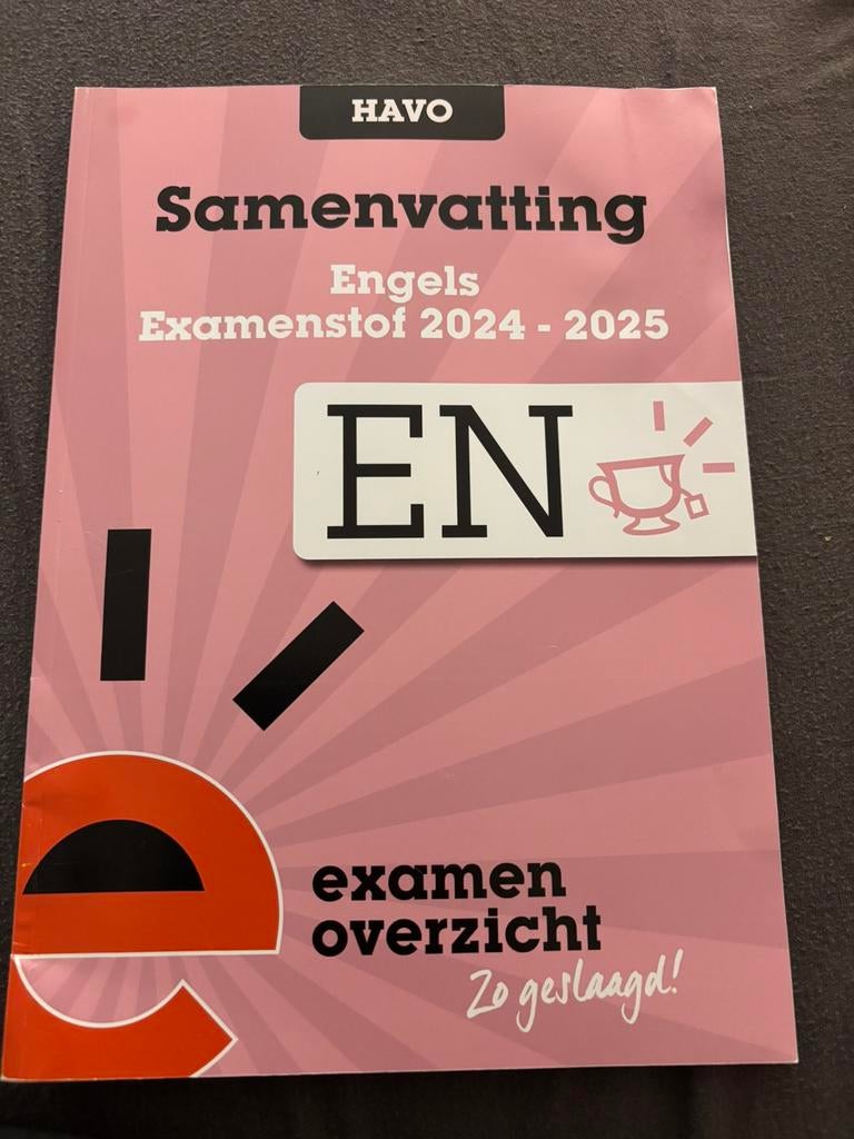 Havo examenoverzicht samenvatting engels 2024-2025, Ophalen of Verzenden, Gelezen, HAVO, Engels