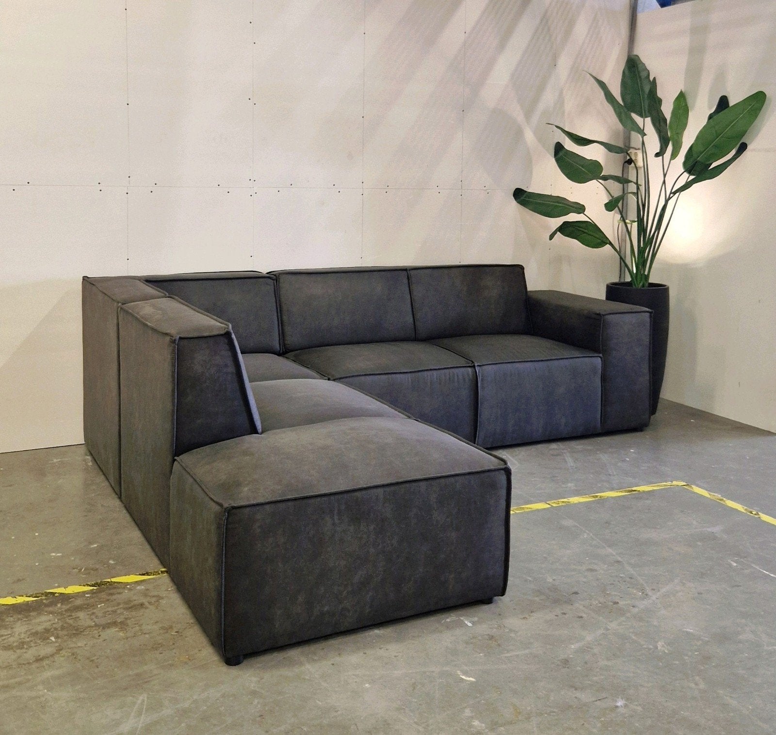 Modern 3-delige Hoekbank – Microleer – ZGAN – 265x220 cm, 250 tot 300 cm, Hoekbank, Hoekbank, Ophalen of Verzenden