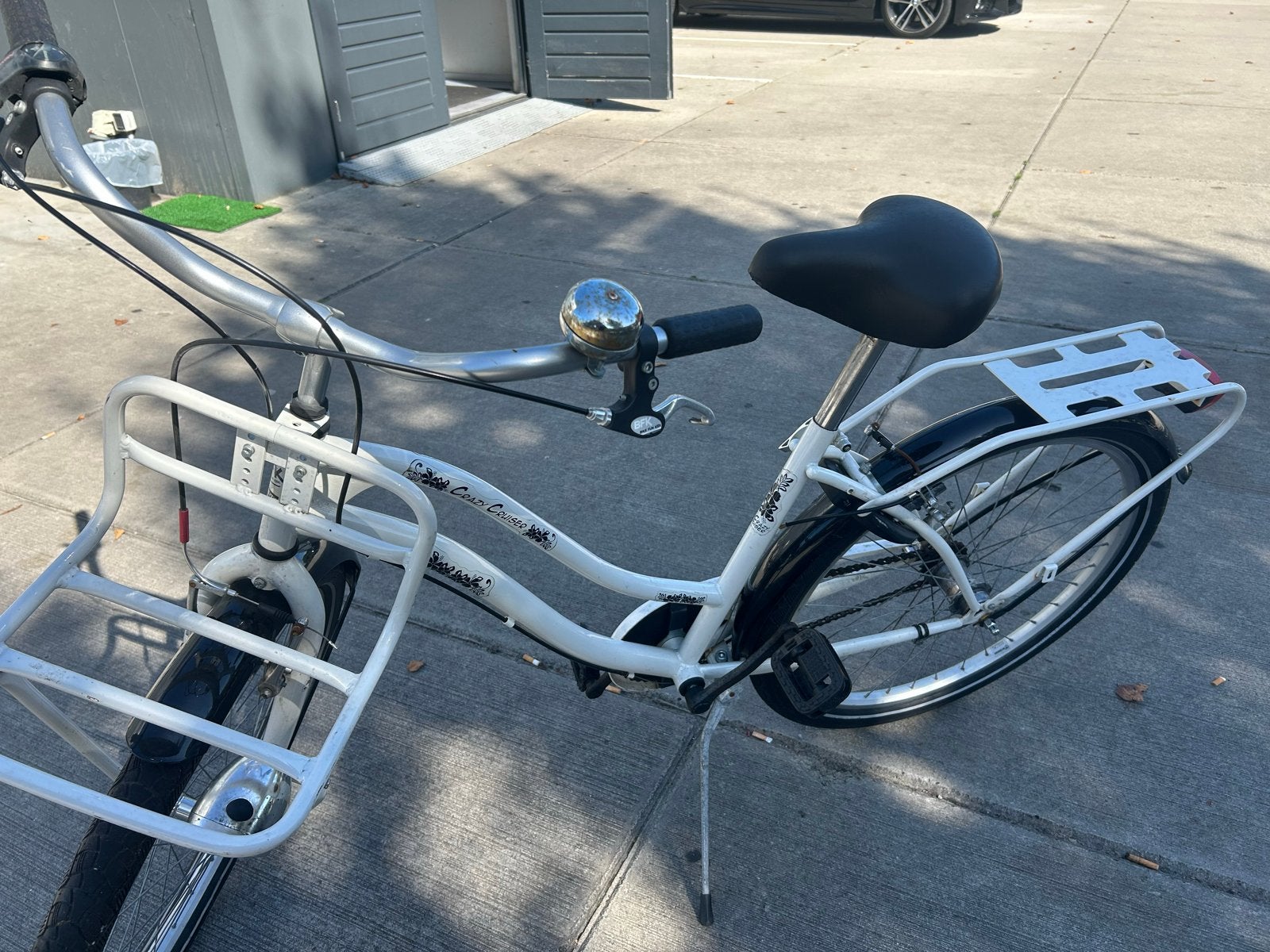 Witte transportfiets met voordrager, Terugtraprem, Gebruikt, Versnellingen, 50 tot 53 cm