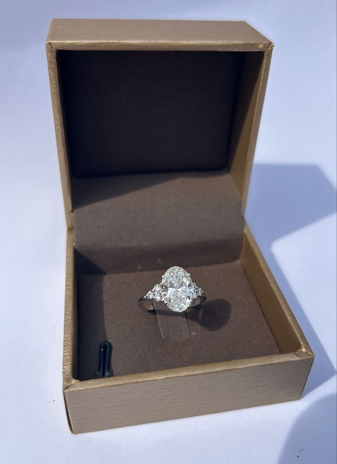 Ring 14 karaat witgoud met 3.33ct diamant (lab-grown), Wit, Nieuw, Ophalen of Verzenden, 17 tot 18