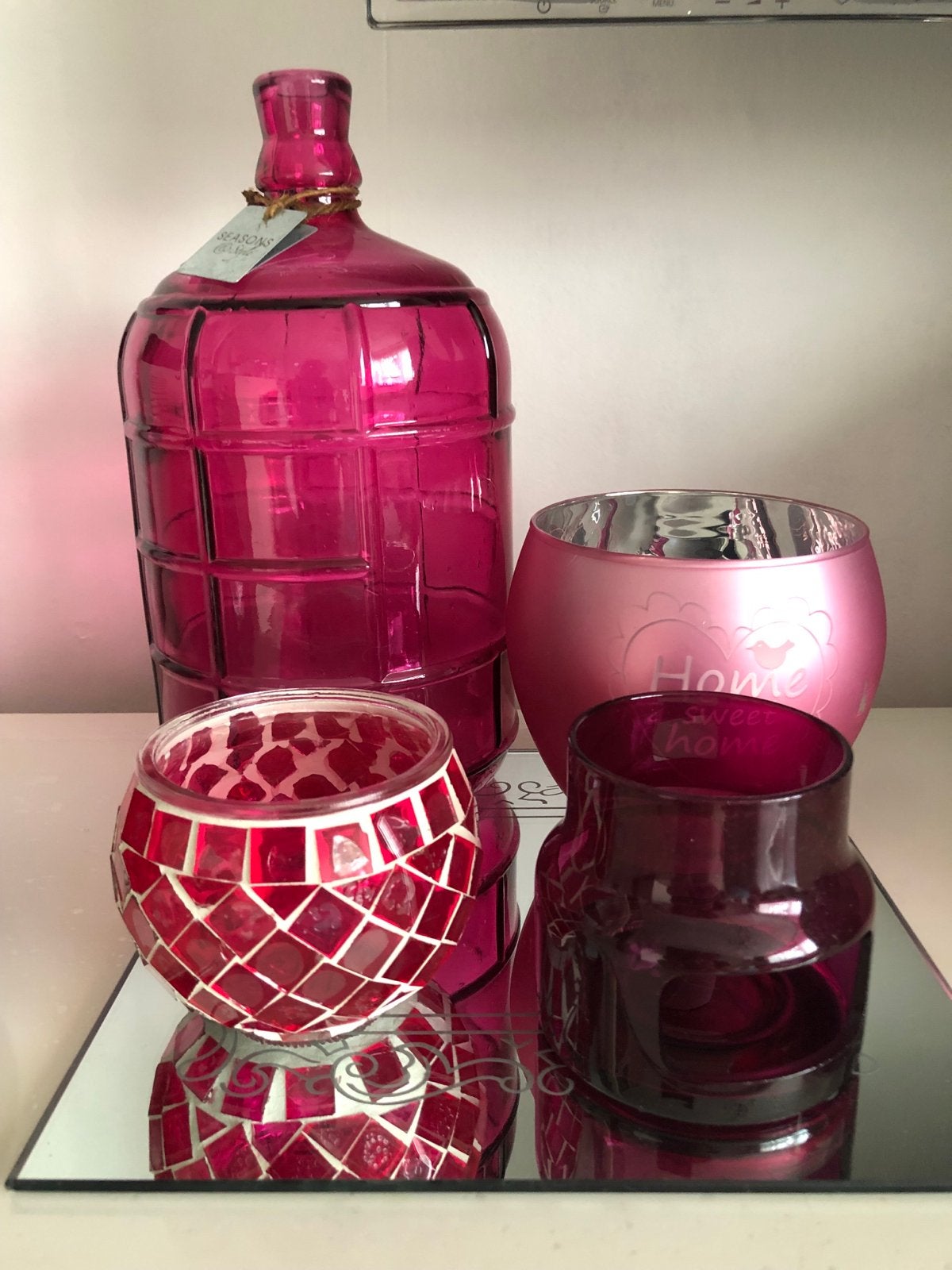 Rose windlichten set van 3 stuks, Ophalen of Verzenden, Gebruikt