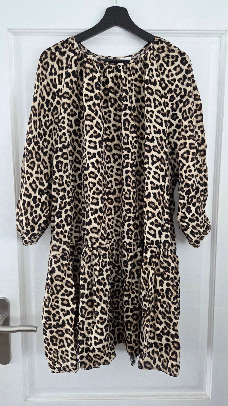 Nieuwe panterjurk – maat L – met extra knoop, Kleding | Dames, Ophalen, H&M, Beige, Maat 42/44 (L)