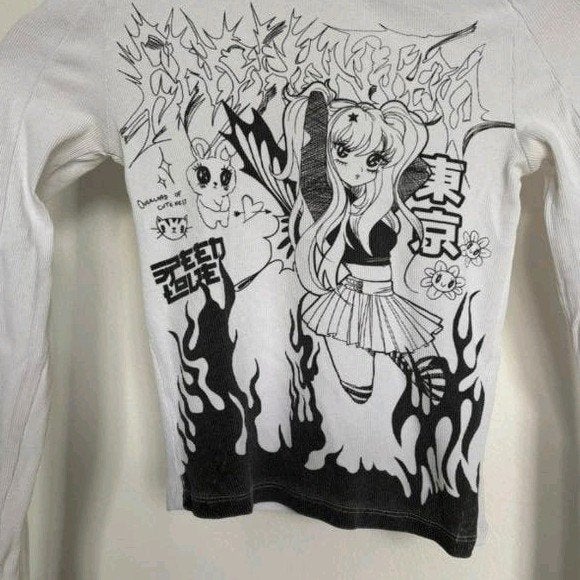 Bershka alt style anime trui, Kleding | Dames, Verzenden, Wit, Bershka, Zo goed als nieuw