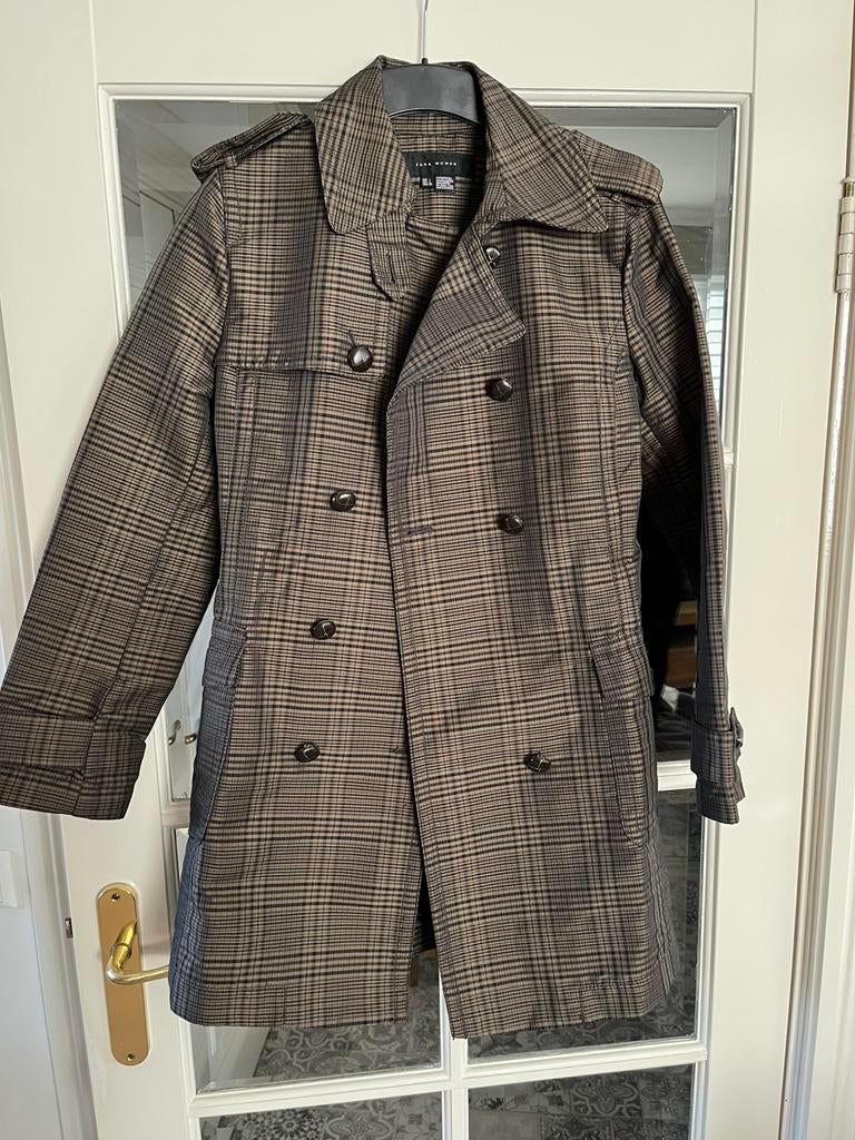 🛍️Zara mac / jas bruin geruit met riem. Bruine knopen, Bruin, Zara, Maat 42/44 (L), Ophalen of Verzenden