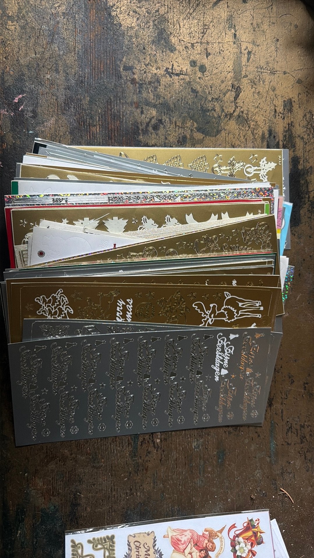 Heel veel Riliëf stickers kerst goud zilver glitter, Ophalen of Verzenden