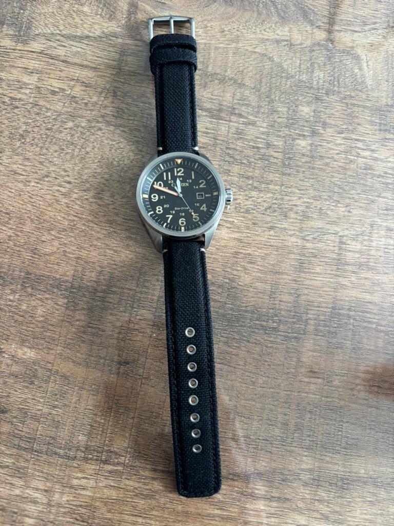Citizen eco drive, Leer, Staal, Ophalen of Verzenden, Zo goed als nieuw