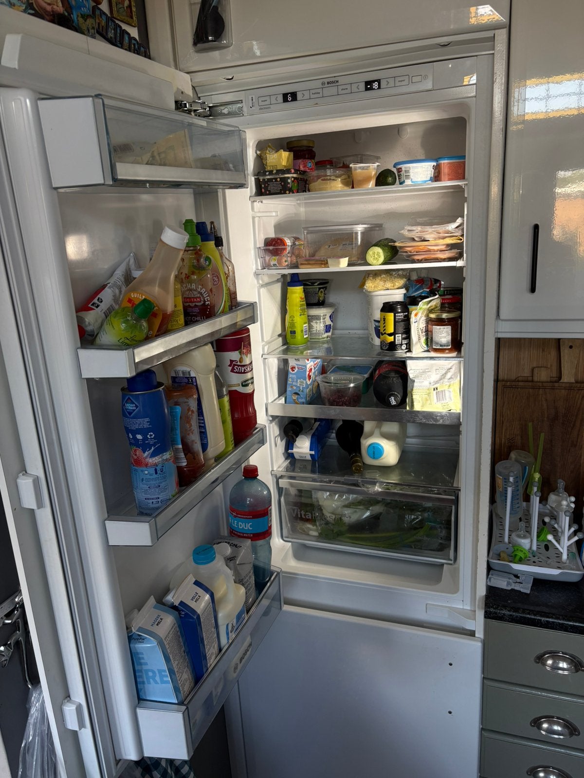 Bosch inbouw koelkast met vriesvak 180 cm, Ophalen, 150 tot 200 liter, Gebruikt, 160 cm of meer
