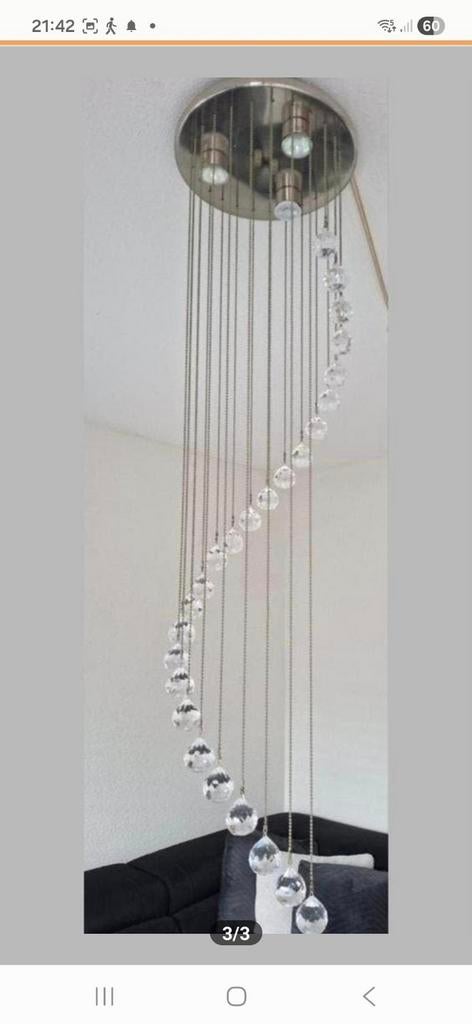 Te koop kristallen hanglamp, Ophalen, Zo goed als nieuw