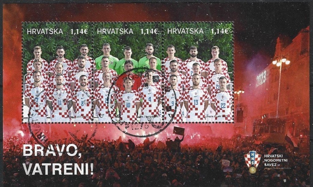 Hr 23 - 2023 - Kroatie/Blok/ Way to go Vatreni, Ophalen of Verzenden, Overige landen, Gestempeld