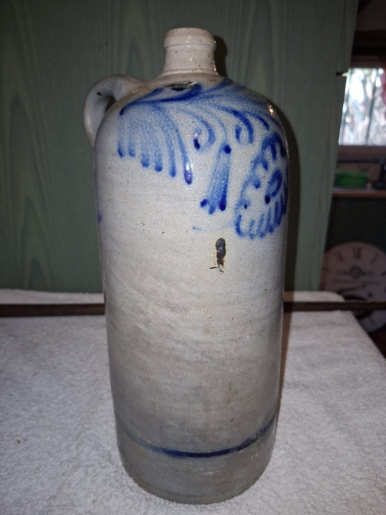 oude grijze steengoed kruik, jaren 1800_1900, Antiek en Kunst, Ophalen of Verzenden