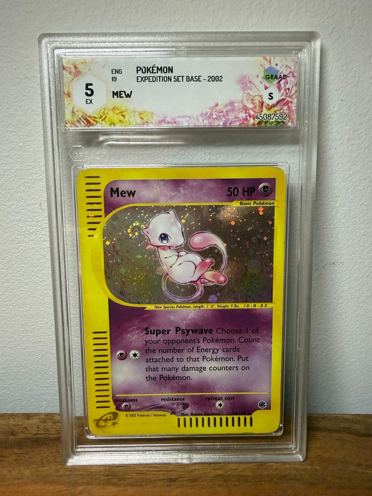 Mew Pokémon kaart Expedition Set Base 2002 GRAAD 5 EX SWIRL, Hobby en Vrije tijd, Ophalen, Zo goed als nieuw, Losse kaart