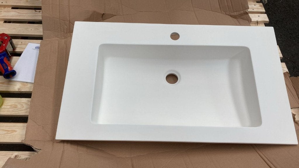 Wastafel kunststof wit 77x45.5 cm (9), Doe-het-zelf en Verbouw, Ophalen, Nieuw, Wastafel