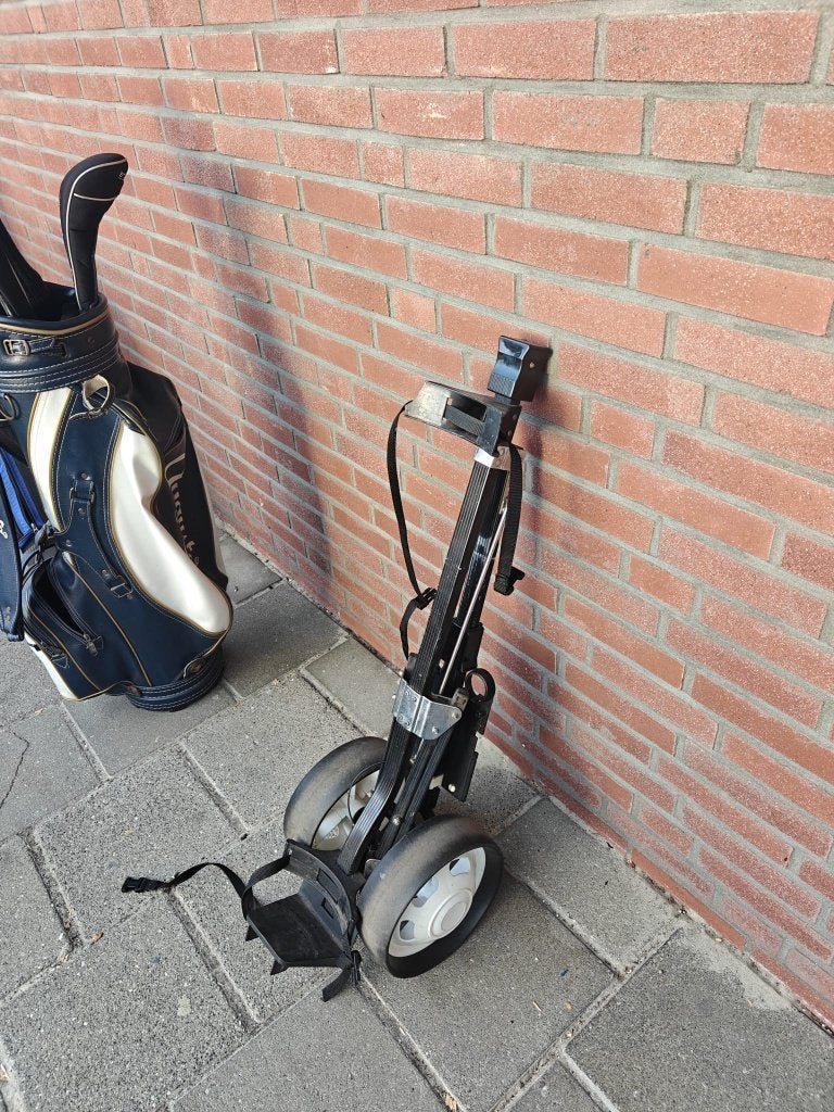 Opvouwbare golftrolley zwart, Ophalen of Verzenden, Gebruikt, Golfkar, Overige merken