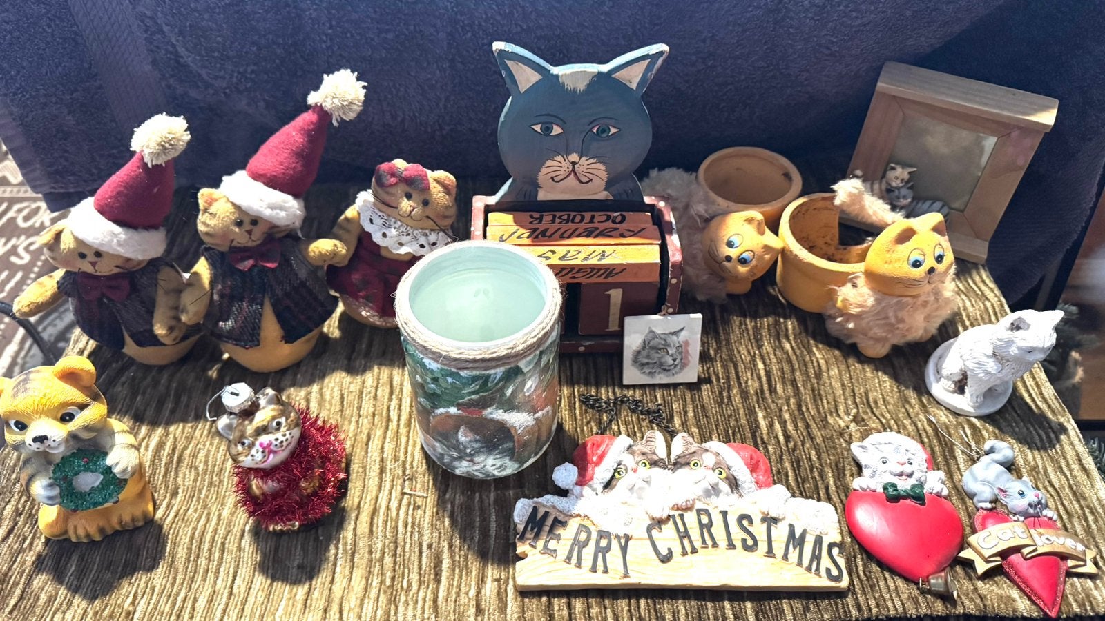 Divers Kat poes Kerst decoratie kalender waxinelichthouder …, Ophalen of Verzenden
