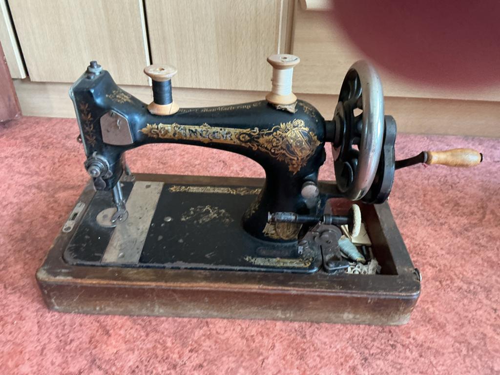 Antieke Singer Naaimachine met Houten Koffer, Ophalen of Verzenden